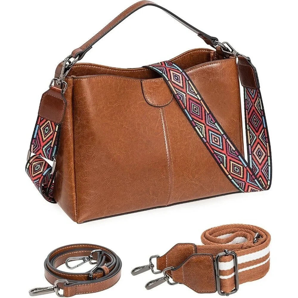 Genuine Leather Crossbody Hobo Shoulder Bag Women Large Capacity Stylish